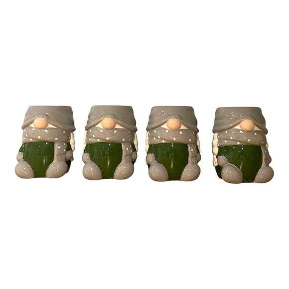 Pottery Barn GNOMETTE gnome shaped ceramic 4 mug Gnome Set - Picture 7 of 11
